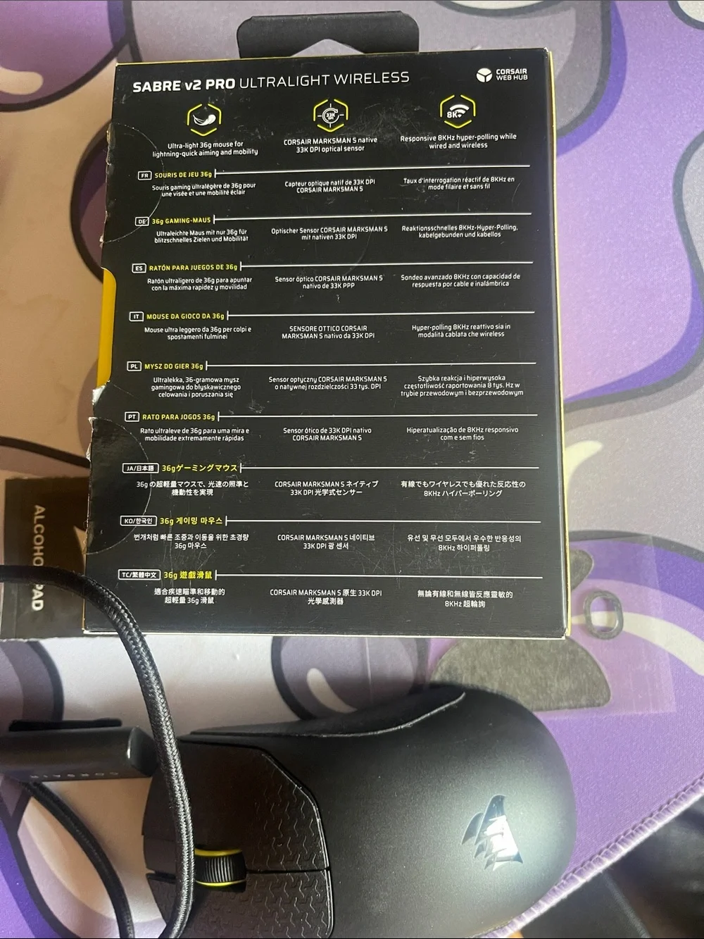 Corsair Sabre V2 Pro Wireless Gaming Mouse — Black with Yellow Accents